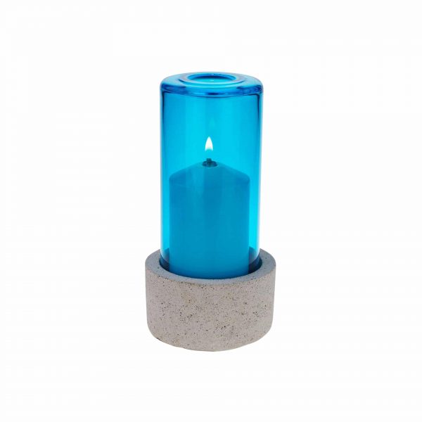 Concrete light with coloured glass polar