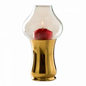 Midia brass with clear glass and red decorative cover