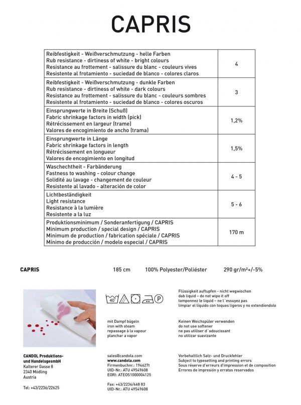 Product Data Sheet Capris