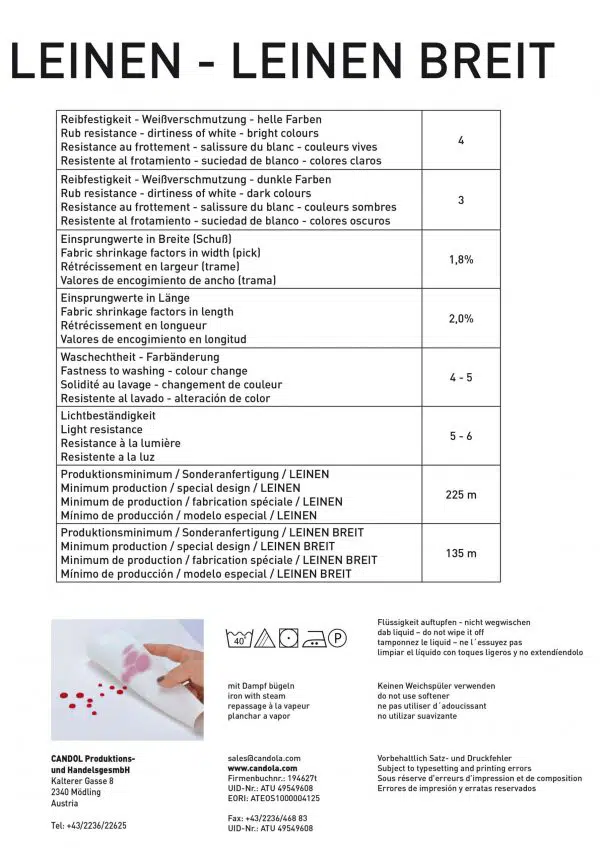 Product Data Sheet Linen