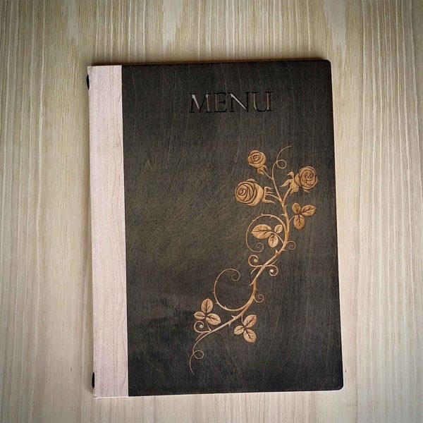 Wooden menu with logo milling