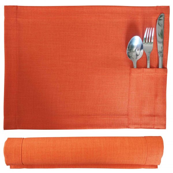 placemat with cutlery bag in Bala terracotta