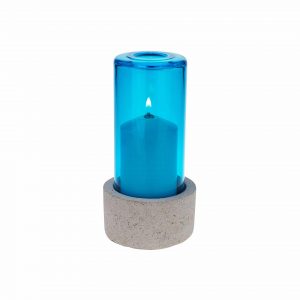 Concrete light with coloured glass polar