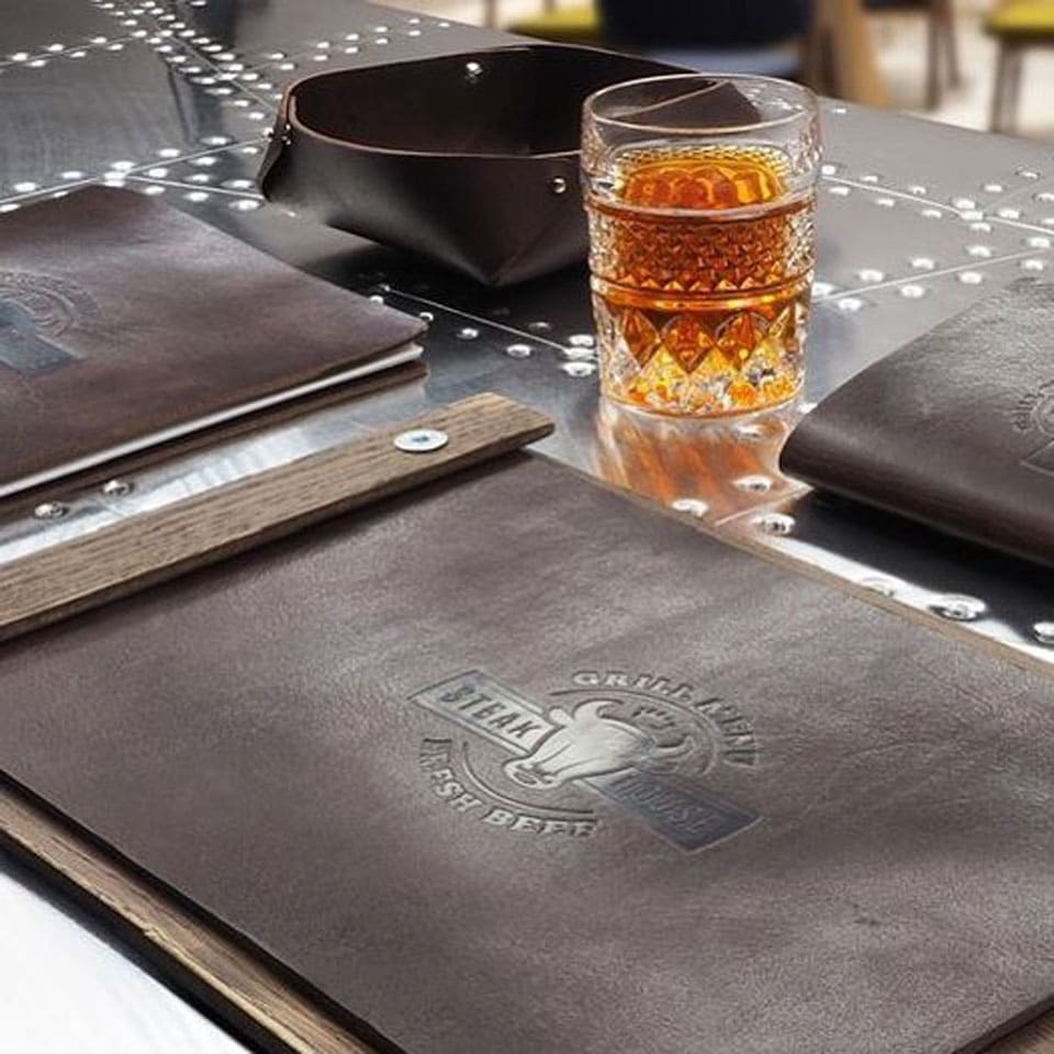 brushed wood with vintage leather