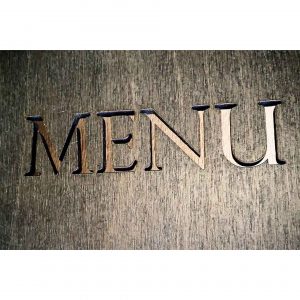 Wooden menu with logo milling